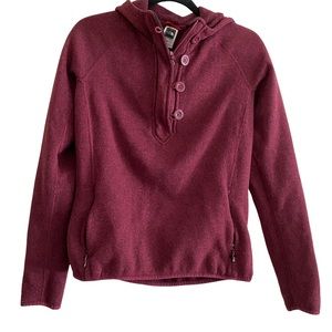 womens north face crescent sunshine hoodie maroon medium buttons zip
